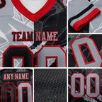 Custom Black Gray-Red Authentic Gradient Fashion Scratch Football Jersey detail