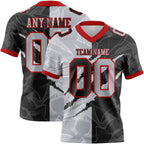 Custom Black Gray-Red Authentic Gradient Fashion Scratch Football Jersey photo 1