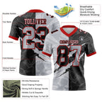 Custom Black Gray-Red Authentic Gradient Fashion Scratch Football Jersey photo 3