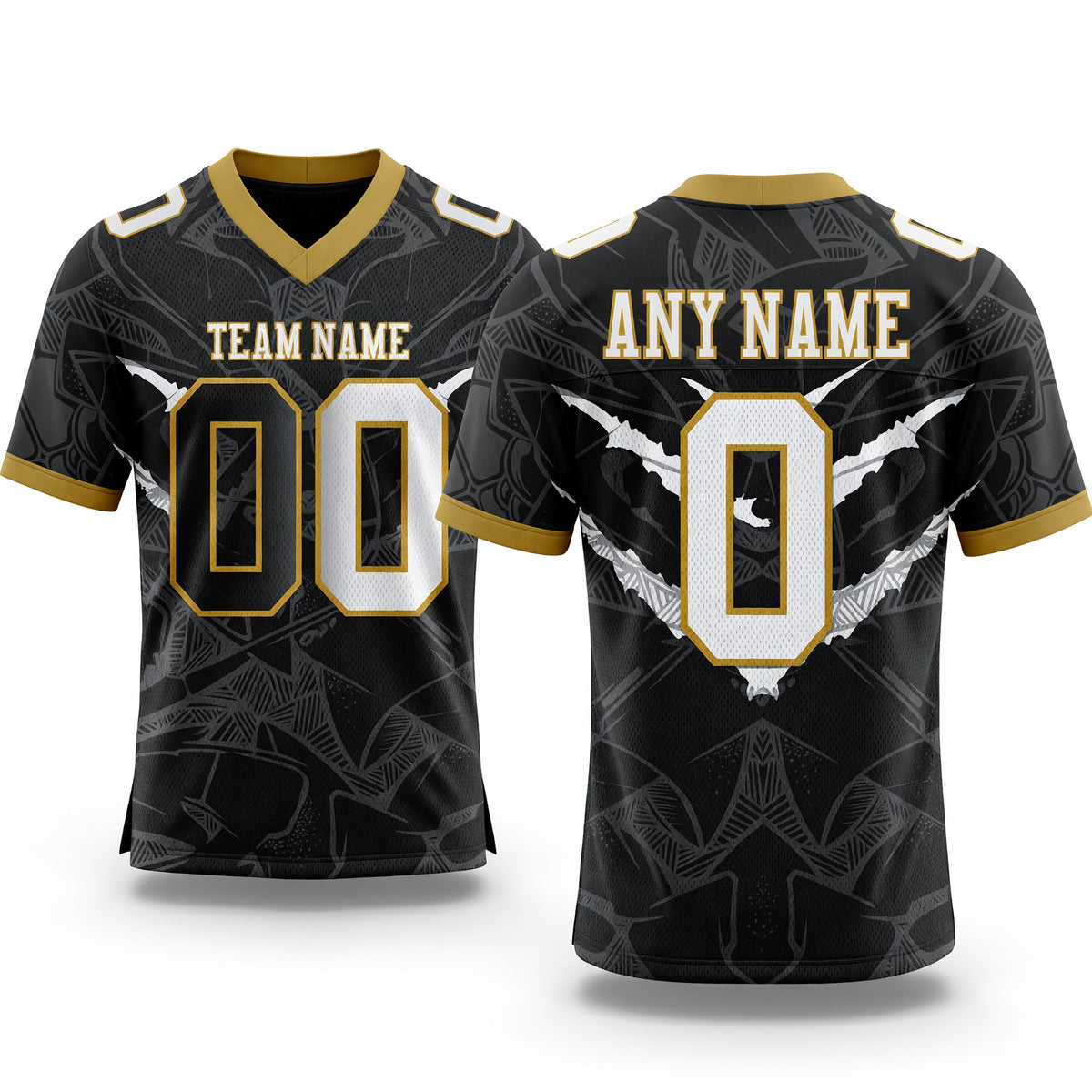 Custom Black White-Old Gold Authentic Gradient Fashion Scratch Football Jersey