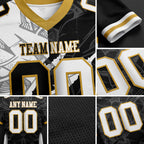 Custom Black White-Old Gold Authentic Gradient Fashion Scratch Football Jersey detail