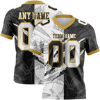 Custom Black White-Old Gold Authentic Gradient Fashion Scratch Football Jersey photo 1