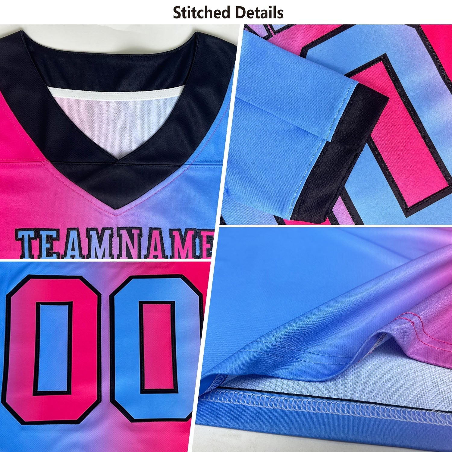 Custom Black White-Old Gold Authentic Gradient Fashion Scratch Football Jersey photo 2