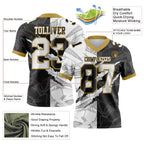 Custom Black White-Old Gold Authentic Gradient Fashion Scratch Football Jersey photo 3