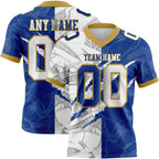 Custom Royal White-Old Gold Authentic Gradient Fashion Scratch Football Jersey photo 1