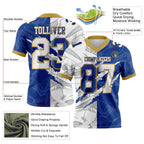 Custom Royal White-Old Gold Authentic Gradient Fashion Scratch Football Jersey photo 3