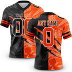 Custom Black Orange-White Authentic Gradient Fashion Scratch Football Jersey