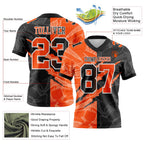 Custom Black Orange-White Authentic Gradient Fashion Scratch Football Jersey photo 3