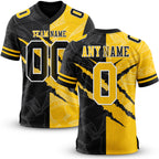 Custom Black Yellow-White Authentic Gradient Fashion Scratch Football Jersey