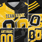 Custom Black Yellow-White Authentic Gradient Fashion Scratch Football Jersey detail