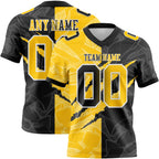 Custom Black Yellow-White Authentic Gradient Fashion Scratch Football Jersey photo 1