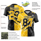 Custom Black Yellow-White Authentic Gradient Fashion Scratch Football Jersey photo 3