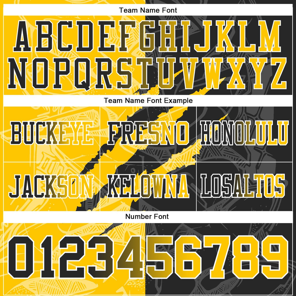 Custom Black Yellow-White Authentic Gradient Fashion Scratch Football Jersey photo 4