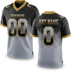Custom Black Gray-Old Gold Authentic Gradient Square Shape 7V7 Flag Football Jersey