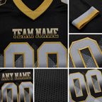 Custom Black Gray-Old Gold Authentic Gradient Square Shape 7V7 Flag Football Jersey detail