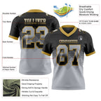 Custom Black Gray-Old Gold Authentic Gradient Square Shape 7V7 Flag Football Jersey photo 2