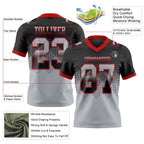 Custom Black Gray-Red Authentic Gradient Square Shape 7V7 Flag Football Jersey photo 2