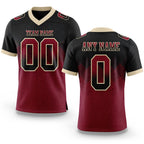 Custom Black Crimson-Cream Authentic Gradient Square Shape 7V7 Flag Football Jersey