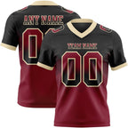 Custom Black Crimson-Cream Authentic Gradient Square Shape 7V7 Flag Football Jersey photo 1