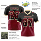 Custom Black Crimson-Cream Authentic Gradient Square Shape 7V7 Flag Football Jersey photo 2