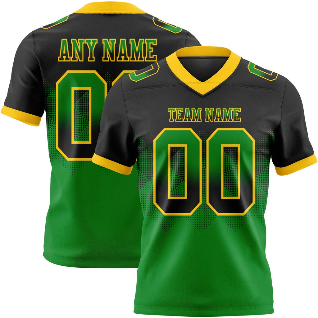 Custom Black Grass Green-Yellow Authentic Gradient Square Shape 7V7 Flag Football Jersey photo 1