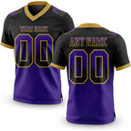 Custom Black Purple-Old Gold Authentic Gradient Square Shape 7V7 Flag Football Jersey