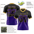 Custom Black Purple-Old Gold Authentic Gradient Square Shape 7V7 Flag Football Jersey photo 3