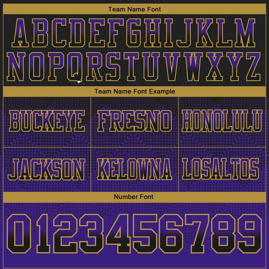Custom Black Purple-Old Gold Authentic Gradient Square Shape 7V7 Flag Football Jersey photo 4
