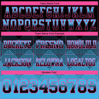 Custom Black Sky Blue-Pink Authentic Gradient Square Shape 7V7 Flag Football Jersey photo 3