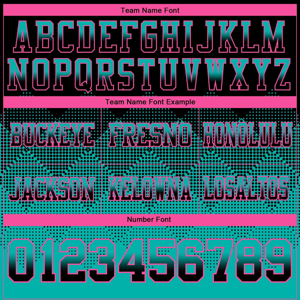 Custom Black Aqua-Pink Authentic Gradient Square Shape 7V7 Flag Football Jersey photo 2