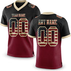 Custom Black Vintage USA Flag Crimson-Cream Authentic Gradient Square Shape 7V7 Flag Football Jersey