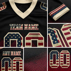 Custom Black Vintage USA Flag Crimson-Cream Authentic Gradient Square Shape 7V7 Flag Football Jersey detail