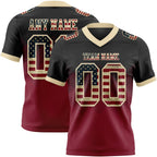Custom Black Vintage USA Flag Crimson-Cream Authentic Gradient Square Shape 7V7 Flag Football Jersey photo 1