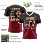 Custom Black Vintage USA Flag Crimson-Cream Authentic Gradient Square Shape 7V7 Flag Football Jersey photo 2