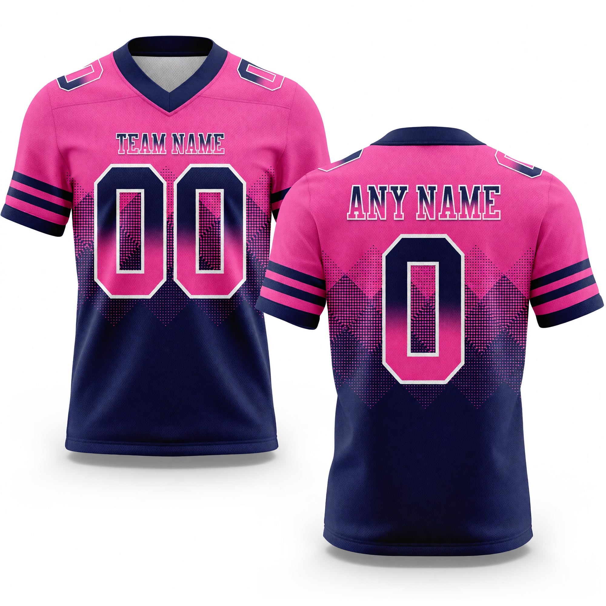 Custom Pink Navy-White Authentic Gradient Square Shape 7V7 Flag Football Jersey