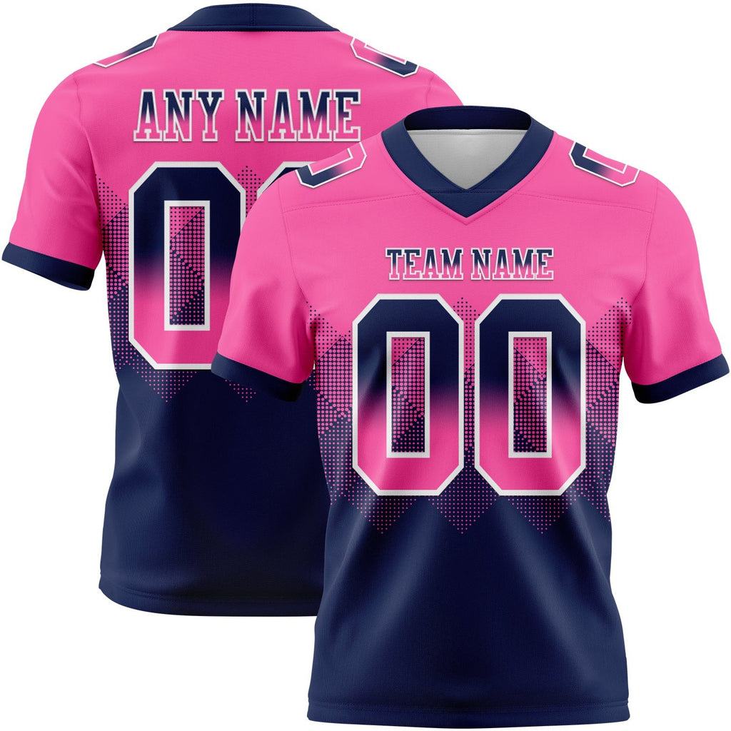 Custom Pink Navy-White Authentic Gradient Square Shape 7V7 Flag Football Jersey photo 1