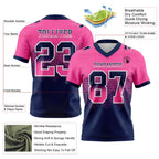 Custom Pink Navy-White Authentic Gradient Square Shape 7V7 Flag Football Jersey photo 2