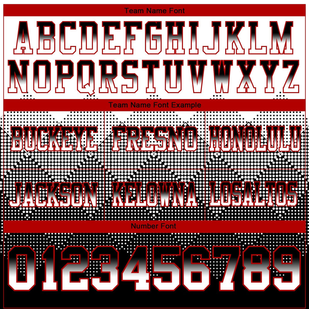 Custom White Black-Red Authentic Gradient Square Shape 7V7 Flag Football Jersey photo 3