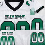 Custom White Kelly Green-Black Authentic Gradient Square Shape 7V7 Flag Football Jersey detail