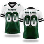 Custom White Green-Black Authentic Gradient Square Shape 7V7 Flag Football Jersey