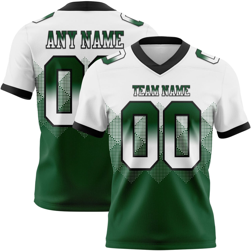 Custom White Green-Black Authentic Gradient Square Shape 7V7 Flag Football Jersey photo 1