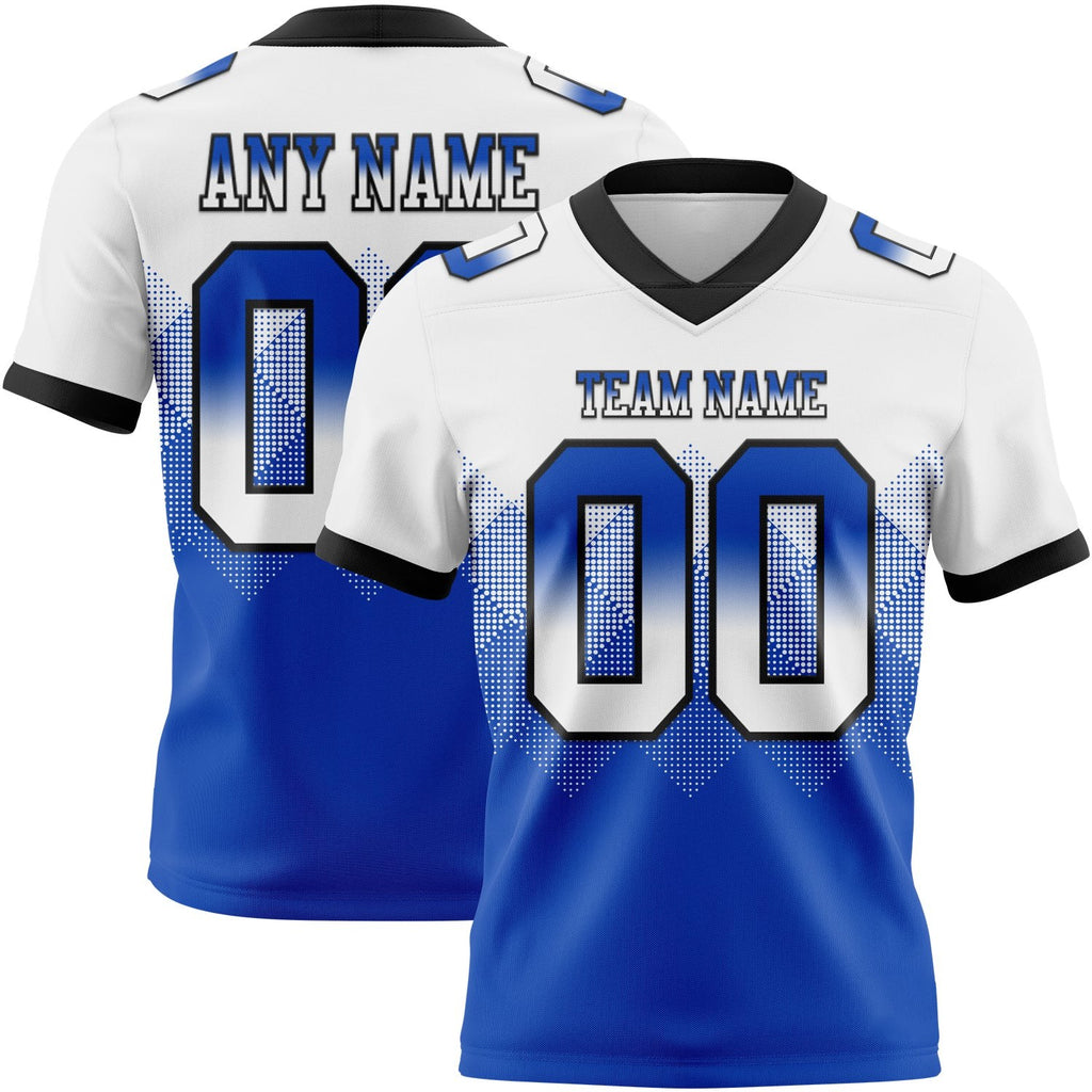 Custom White Thunder Blue-Black Authentic Gradient Square Shape 7V7 Flag Football Jersey photo 1