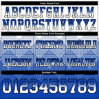 Custom White Thunder Blue-Black Authentic Gradient Square Shape 7V7 Flag Football Jersey photo 3