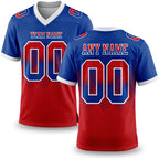 Custom Royal Red-White Authentic Gradient Square Shape 7V7 Flag Football Jersey