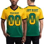 Custom Yellow Kelly Green-Black Authentic Gradient Square Shape 7V7 Flag Football Jersey worn front and back