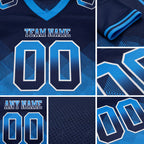 Custom Navy Powder Blue-White Authentic Gradient Square Shape 7V7 Flag Football Jersey detail