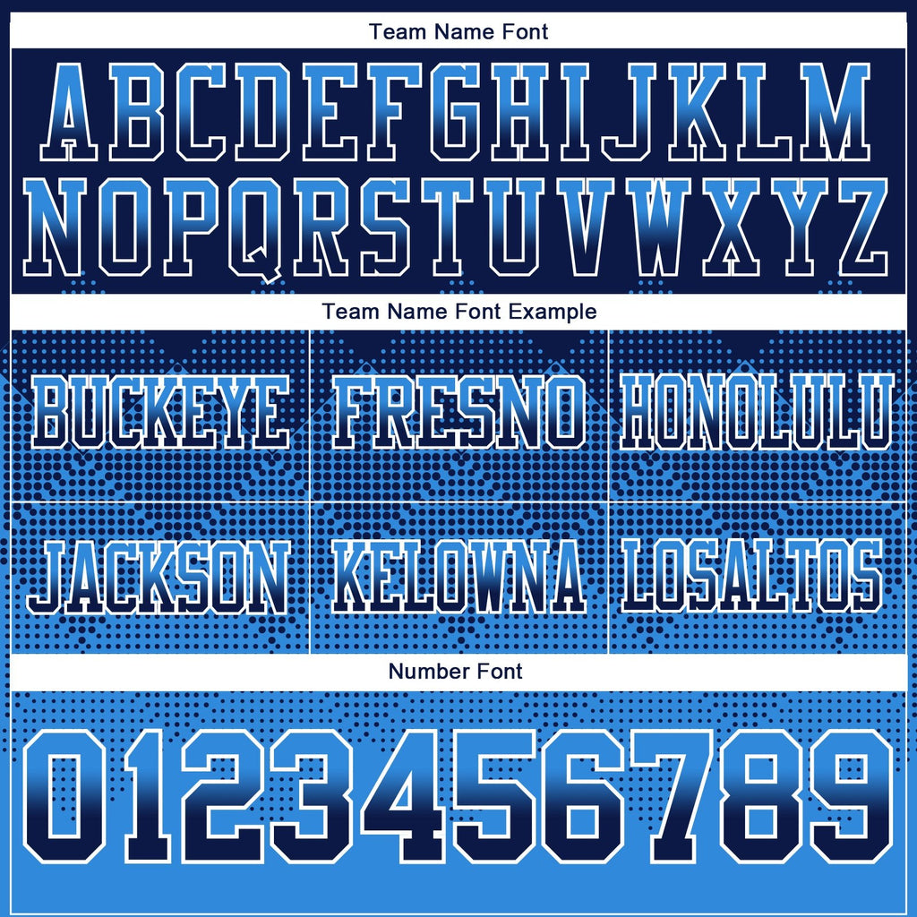 Custom Navy Powder Blue-White Authentic Gradient Square Shape 7V7 Flag Football Jersey photo 3
