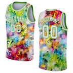 Custom Scratch Graffiti Pattern White-Neon Green 3D Authentic Basketball Jersey