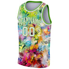 Custom Scratch Graffiti Pattern White-Neon Green 3D Authentic Basketball Jersey photo 4