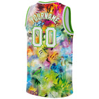 Custom Scratch Graffiti Pattern White-Neon Green 3D Authentic Basketball Jersey photo 5